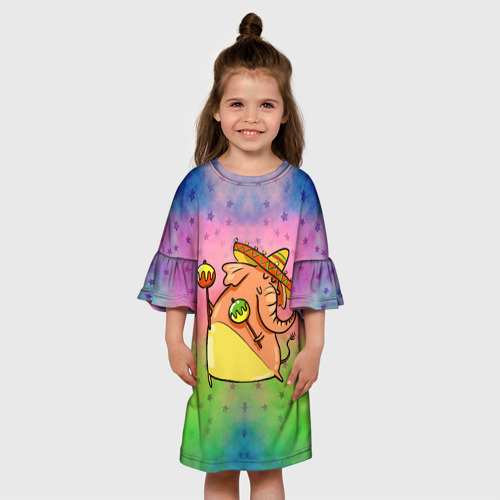 Детское платье 3D Мексиканский веселый слон, цвет 3D печать - фото 4