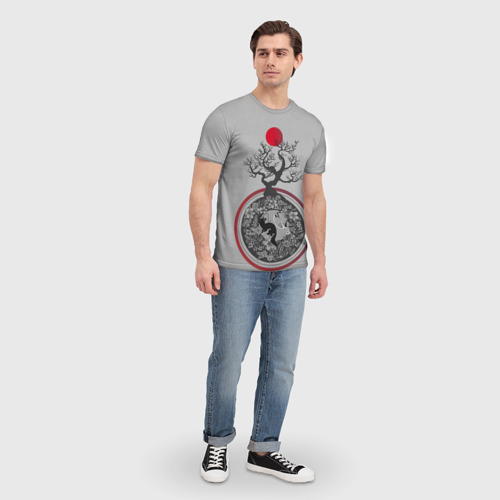 Мужская футболка 3D с принтом SAKURA planet, вид сбоку #3