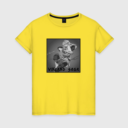 Женская футболка хлопок Торфинн с мечами, цвет желтый