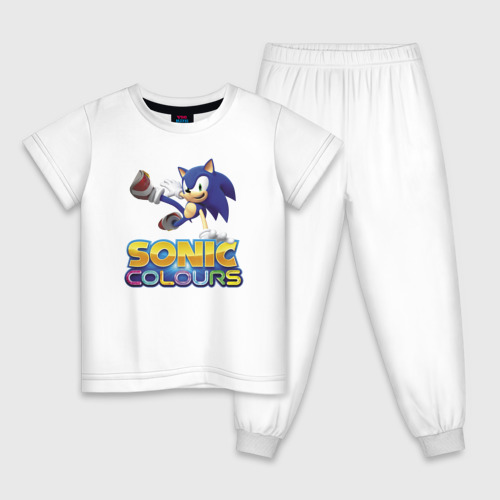Детская пижама хлопок с принтом Sonic Colours Hedgehog Video game, вид спереди #2