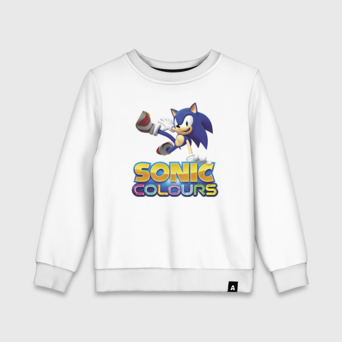 Детский свитшот хлопок с принтом Sonic Colours Hedgehog Video game, вид спереди #2