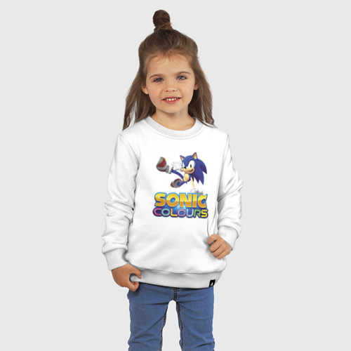 Детский свитшот хлопок с принтом Sonic Colours Hedgehog Video game, фото на моделе #1
