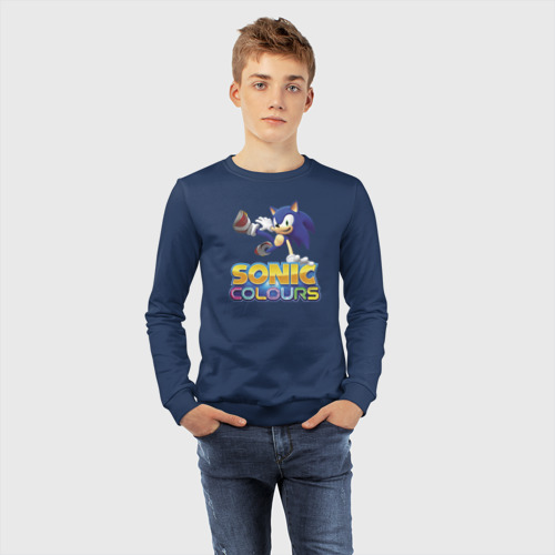 Детский свитшот хлопок Sonic Colours Hedgehog Video game, цвет темно-синий - фото 7