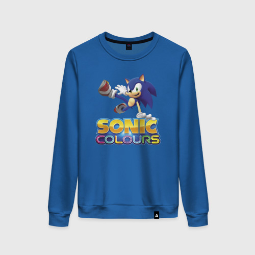 Женский свитшот хлопок Sonic Colours Hedgehog Video game, цвет синий