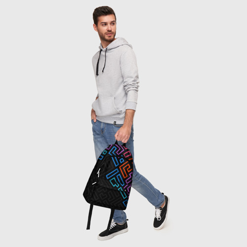 Рюкзак 3D с принтом НЕОНОВЫЕ ФИГУРЫ | НЕОН, фото #5