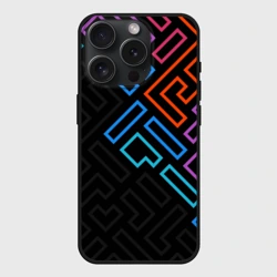 Чехол силиконовый для Apple iPhone 15 Pro матовый Неоновые фигуры неон