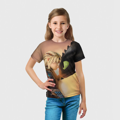 Детская футболка 3D Как приручить дракона мультфильм, цвет 3D печать - фото 5