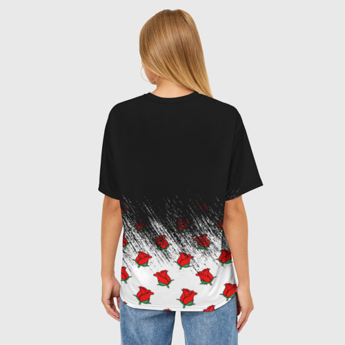 Женская футболка oversize 3D PYTN X rose Пейтон Моормиер, цвет 3D печать - фото 4