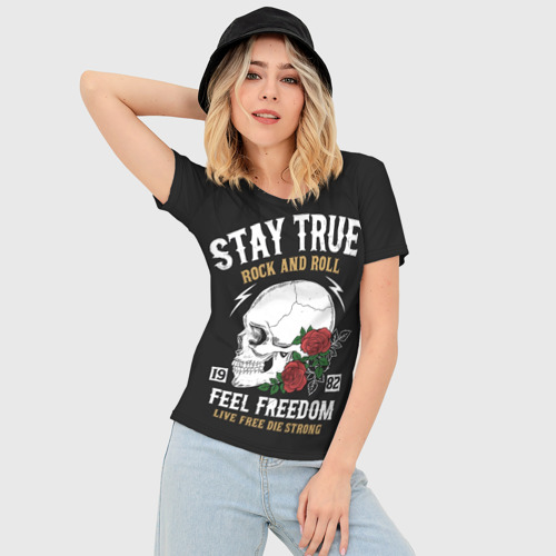 Женская футболка 3D Slim Сила в правде, а правда в рок-н-ролле!, цвет 3D печать - фото 3