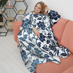 Плед с рукавами Гжелевые цветы - фото 2