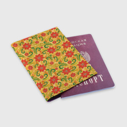 Обложка для паспорта матовая кожа Оранжевая хохлома - фото 2