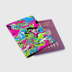 Обложка для паспорта матовая кожа Абстрактные мраморные разводы в ярких цветах. Поп арт - фото 2