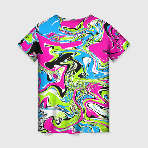 Женская футболка 3D Абстрактные мраморные разводы в ярких цветах. Поп арт, цвет 3D печать - фото 2