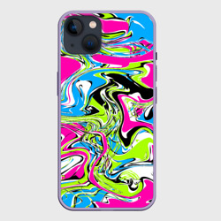 Чехол для iPhone 14 Plus Абстрактные мраморные разводы в ярких цветах. Поп арт