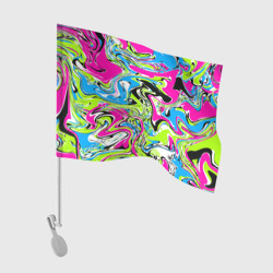 Флаг для автомобиля Абстрактные мраморные разводы в ярких цветах. Поп арт