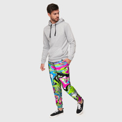 Мужские брюки 3D Абстрактные мраморные разводы в ярких цветах. Поп арт - фото 2