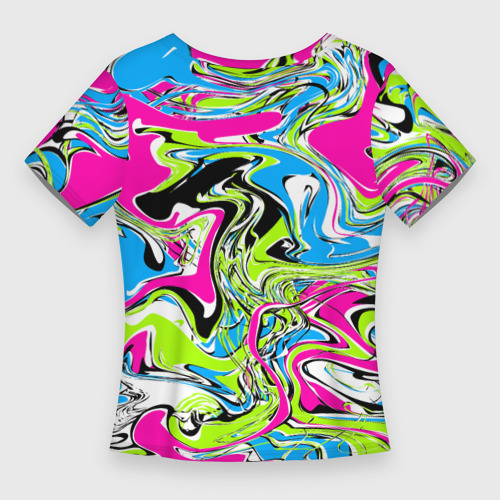 Женская футболка 3D Slim Абстрактные мраморные разводы в ярких цветах. Поп арт, цвет 3D печать - фото 2