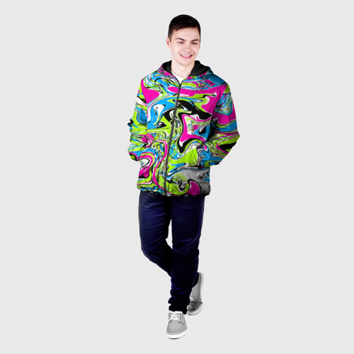 Мужская куртка 3D с принтом Абстрактные мраморные разводы в ярких цветах Поп арт, фото на моделе #1