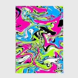 Постер Абстрактные мраморные разводы в ярких цветах. Поп арт