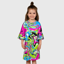 Детское платье 3D Абстрактные мраморные разводы в ярких цветах. Поп арт - фото 2