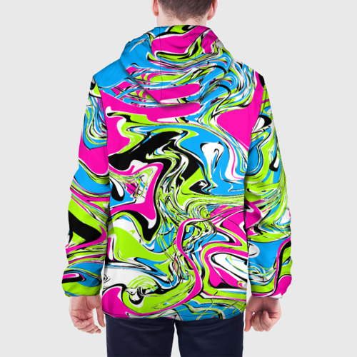 Мужская куртка 3D с принтом Абстрактные мраморные разводы в ярких цветах Поп арт, вид сзади #2