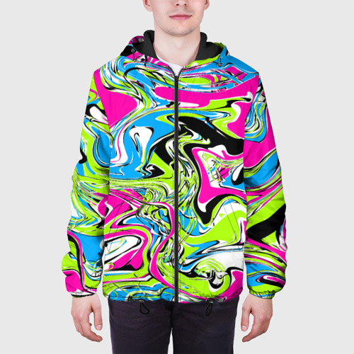 Мужская куртка 3D с принтом Абстрактные мраморные разводы в ярких цветах Поп арт, вид сбоку #3