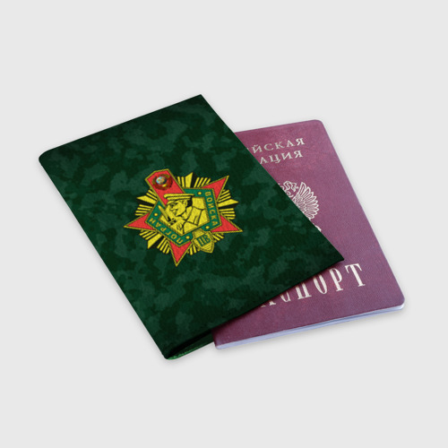 Обложка для паспорта матовая кожа Камуфляж погранвойска зеленый, цвет зеленый - фото 3