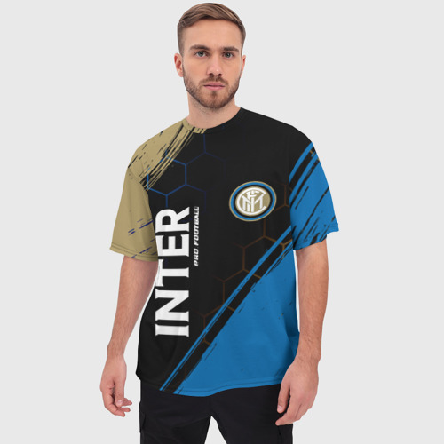 Мужская футболка oversize 3D Inter Pro Football + Краска, цвет 3D печать - фото 3