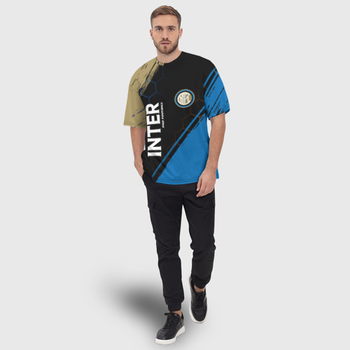 Мужская футболка oversize 3D Inter Pro Football + Краска, цвет 3D печать - фото 5