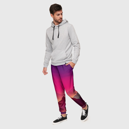 Мужские брюки 3D с принтом Горы / Космос / Neon / Психоделика, фото на моделе #1