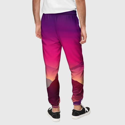 Мужские брюки 3D с принтом Горы / Космос / Neon / Психоделика, вид сзади #2