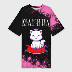 Платье-футболка 3D Марина - кошка - Брызги