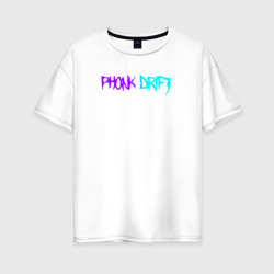 Женская футболка хлопок Oversize Phonk фонк neon