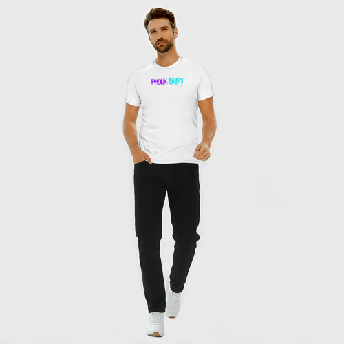 Мужская футболка хлопок Slim с принтом Phonk фонк neon, вид сбоку #3