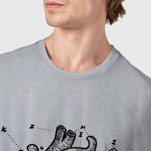 Мужская футболка хлопок Анатомический рисунок сердца, цвет меланж - фото 6