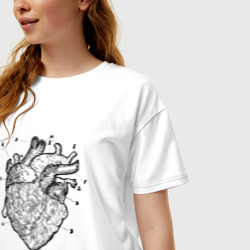 Женская футболка хлопок Oversize Анатомический рисунок сердца - фото 2