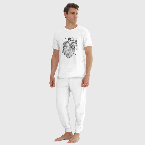 Мужская пижама хлопок Анатомический рисунок сердца, цвет белый - фото 5