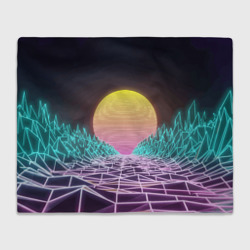 Плед 3D Vaporwave Закат солнца в горах Neon