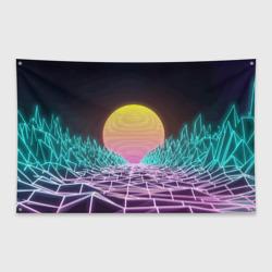 Флаг-баннер Vaporwave / Закат солнца в горах / Neon