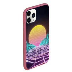 Чехол для iPhone 11 Pro Max матовый Vaporwave Закат солнца в горах Neon - фото 2