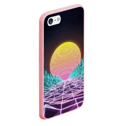 Чехол для iPhone 5/5S матовый Vaporwave Закат солнца в горах Neon - фото 2