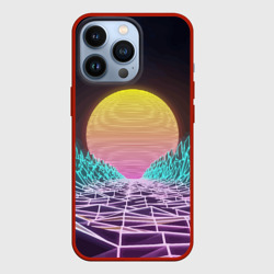 Чехол для iPhone 13 Pro Vaporwave Закат солнца в горах Neon