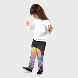 Детские брюки 3D Vaporwave Закат солнца в горах Neon - фото 2
