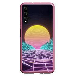 Чехол для Honor 20 Vaporwave Закат солнца в горах Neon