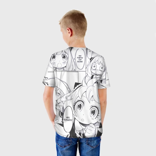 Детская футболка 3D с принтом Семья Шпиона Аня Форджер на манге, вид сзади #2
