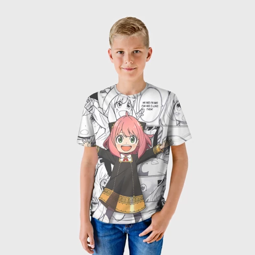 Детская футболка 3D с принтом Семья Шпиона Аня Форджер на манге, фото на моделе #1