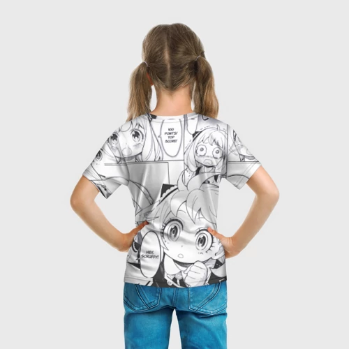 Детская футболка 3D с принтом Семья Шпиона Аня Форджер на манге, вид сзади #2