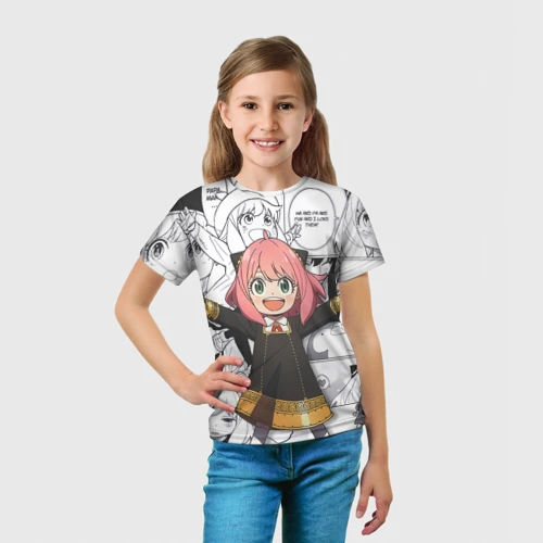 Детская футболка 3D с принтом Семья Шпиона Аня Форджер на манге, вид сбоку #3