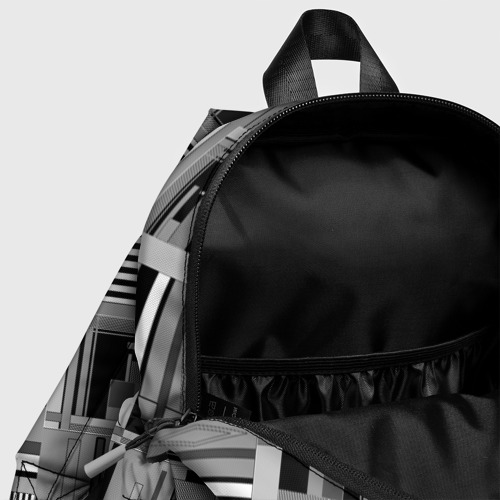 Детский рюкзак 3D с принтом Черно белый современный геометрический узор Симметрия, фото #4
