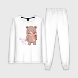 Женская пижама с лонгсливом хлопок Милый Медвежонок И Крольчонок